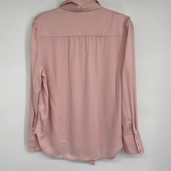 Joie Blouse Women’s Large Pink Blush Secretary Bow Feminine Silky Romantic - Picture 2 of 10